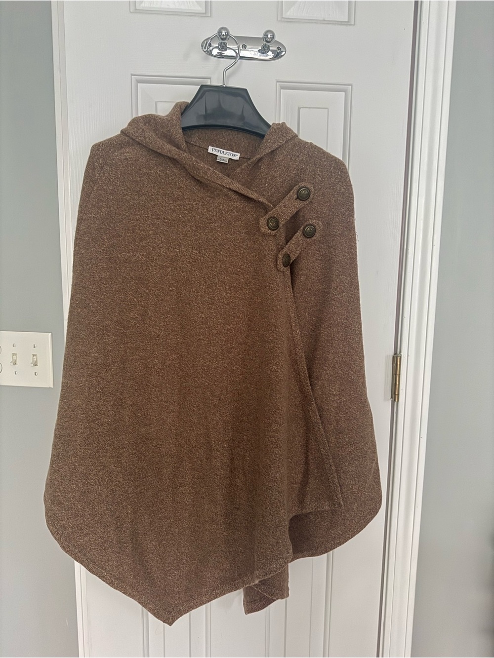 Pendleton Brown Hooded Buttoned Poncho